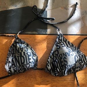 Candie’s Bikini Top Silver Black Padded Adjustable